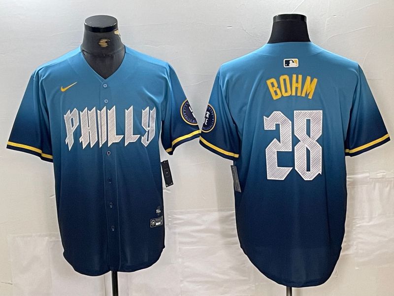 Men Philadelphia Phillies #28 Bohm Blue City Edition Nike 2024 MLB Jersey style 1